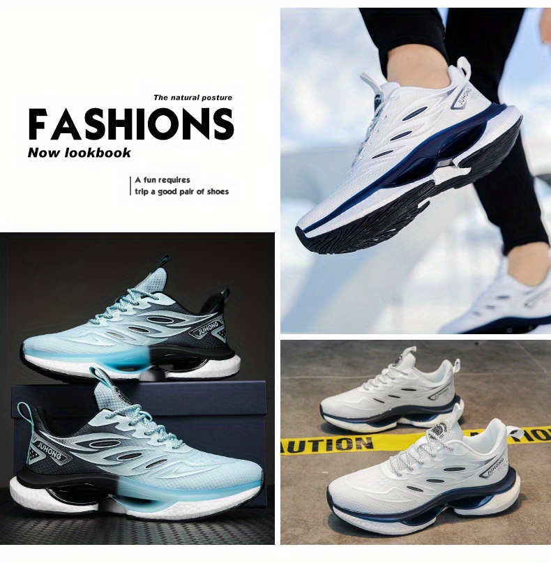 1 pair mens running shoes with microfiber synthetic upper breathable mesh lining tpu cushioned anti slip sole   athletic sneakers for daily casual running training size 38 44 details 1