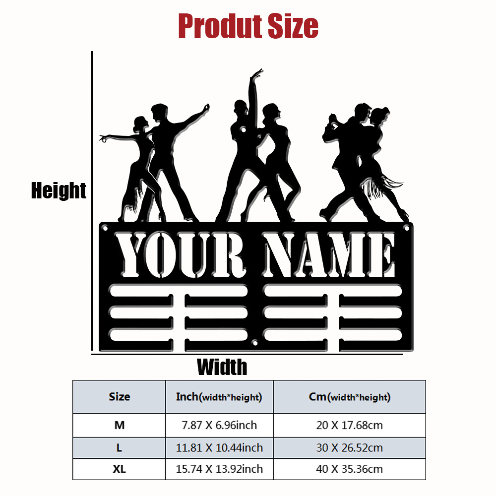 TEMU 1pc Retro Style Dancer Silhouette Custom Metal Medal Holder, Latin Dance Metal Wall Art, As Valentines Gift New Year Gift Christmas Gift