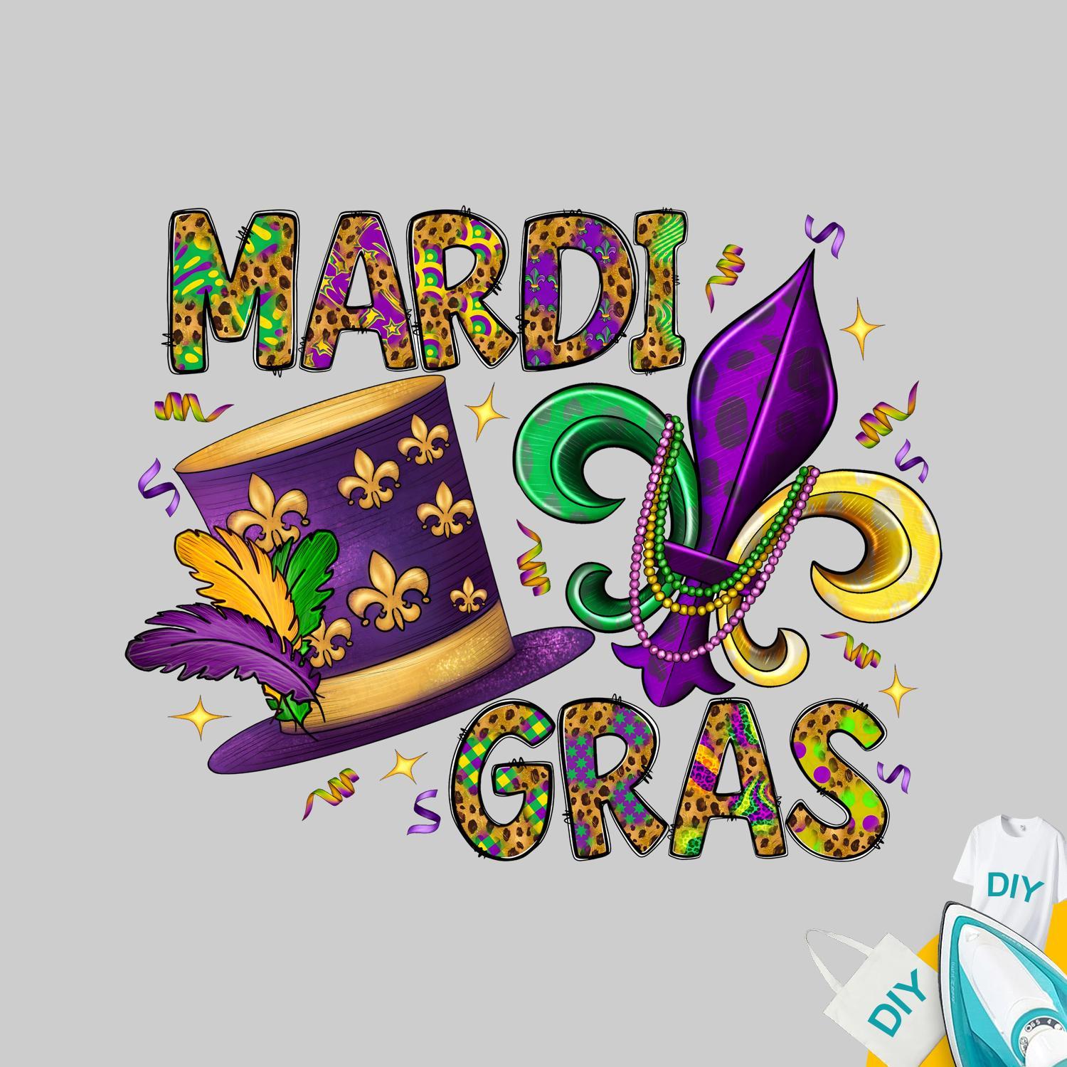 

Mardi Gras Heat Transfer Patches With Designs That Printed On Clothing, Pillows, Backpacks, And Other Textiles; Washable And Non-fading Stickers.