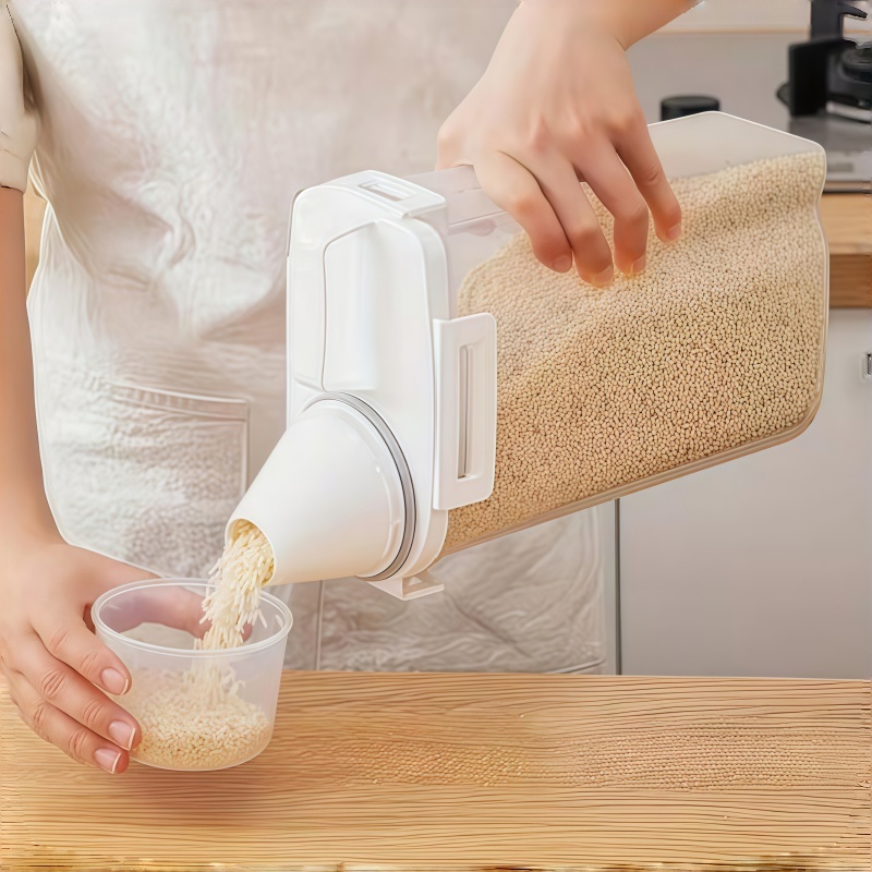 TEMU Récipient de conservation de riz hermétique avec tasse à mesurer, bac de stockage de transparent de 2,5 L, boîte de conservation alimentaire