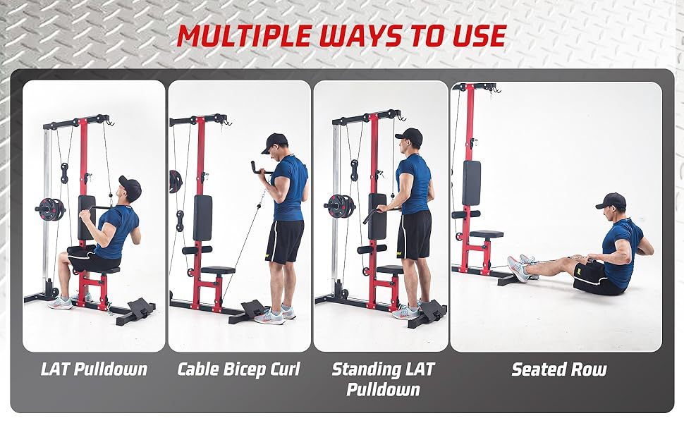 [EuKer All-in-One Iron] EuKer 1pc All-in-One Iron Multi-Function Cable Machine - Adjustable Pulleys, Leg Support, and Seat Pad for Home Gym LAT Pulldown and Rowing Station Full Body Workout