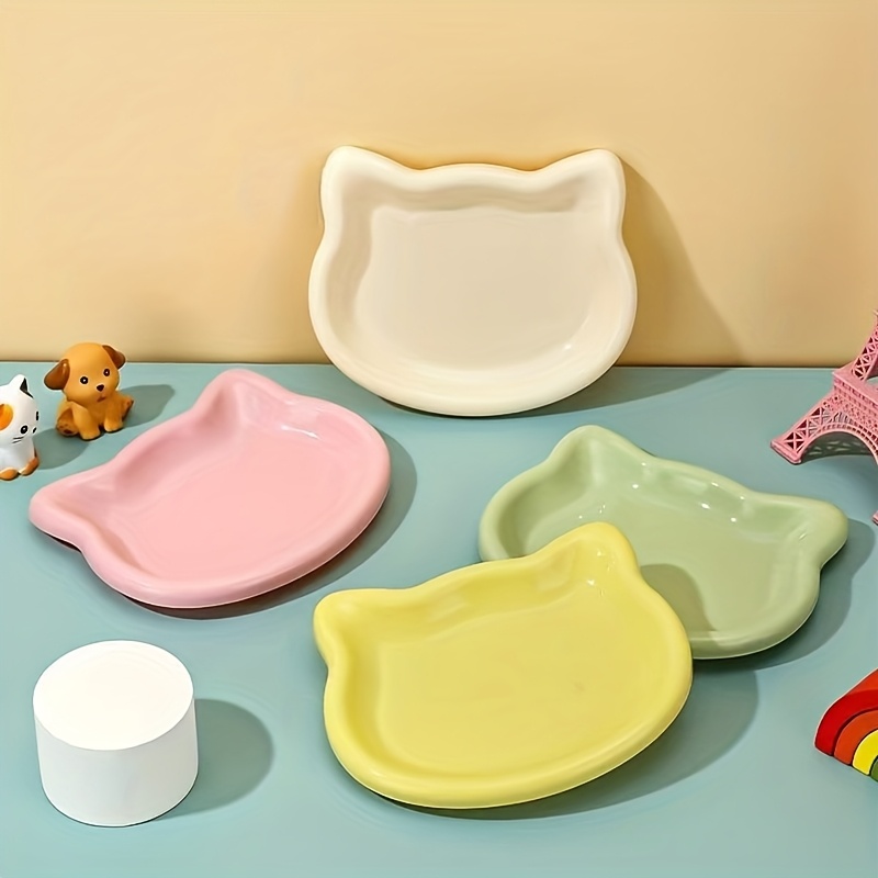 4 color options pet bowl cat food dish canned snack meal plate cat dish dish anti   canned snack bowl without battery Product details 3