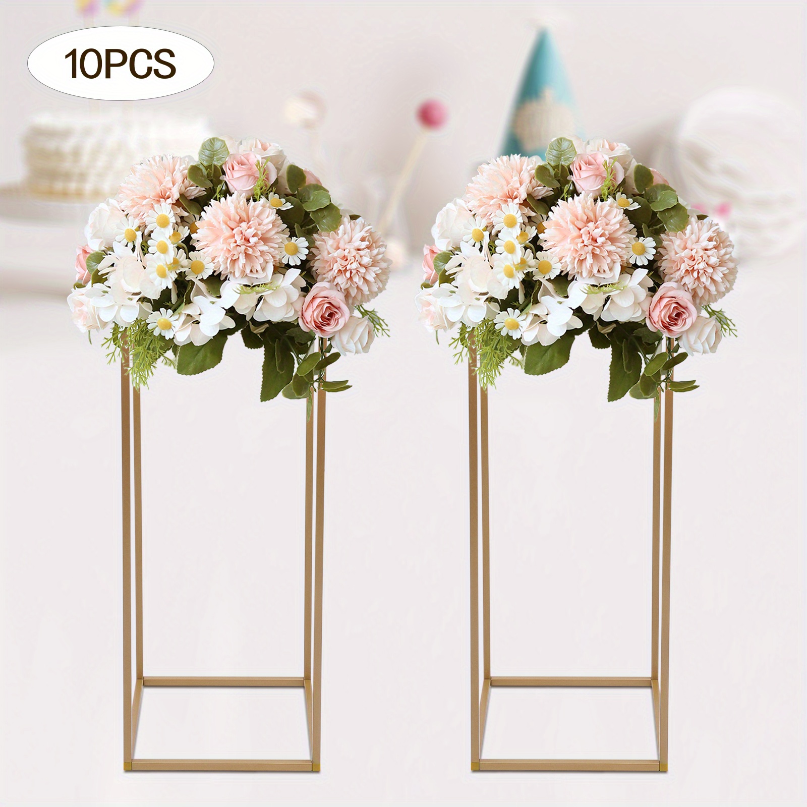 

10pcs Elegant Stands, 23.6" Tall - Modern With Small Hammer For Easy | Weddings, Birthdays, Anniversaries & | Indoor/outdoor Floral Display, Flower Decorations