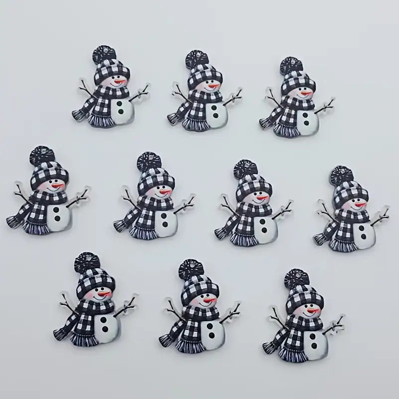 TEMU 10pcs Acrylic Christmas Black Snowman Charms, Jewelry Making Earring Necklace Keychain Additions, Holiday Decor, Handmade Jewelry, Christmas