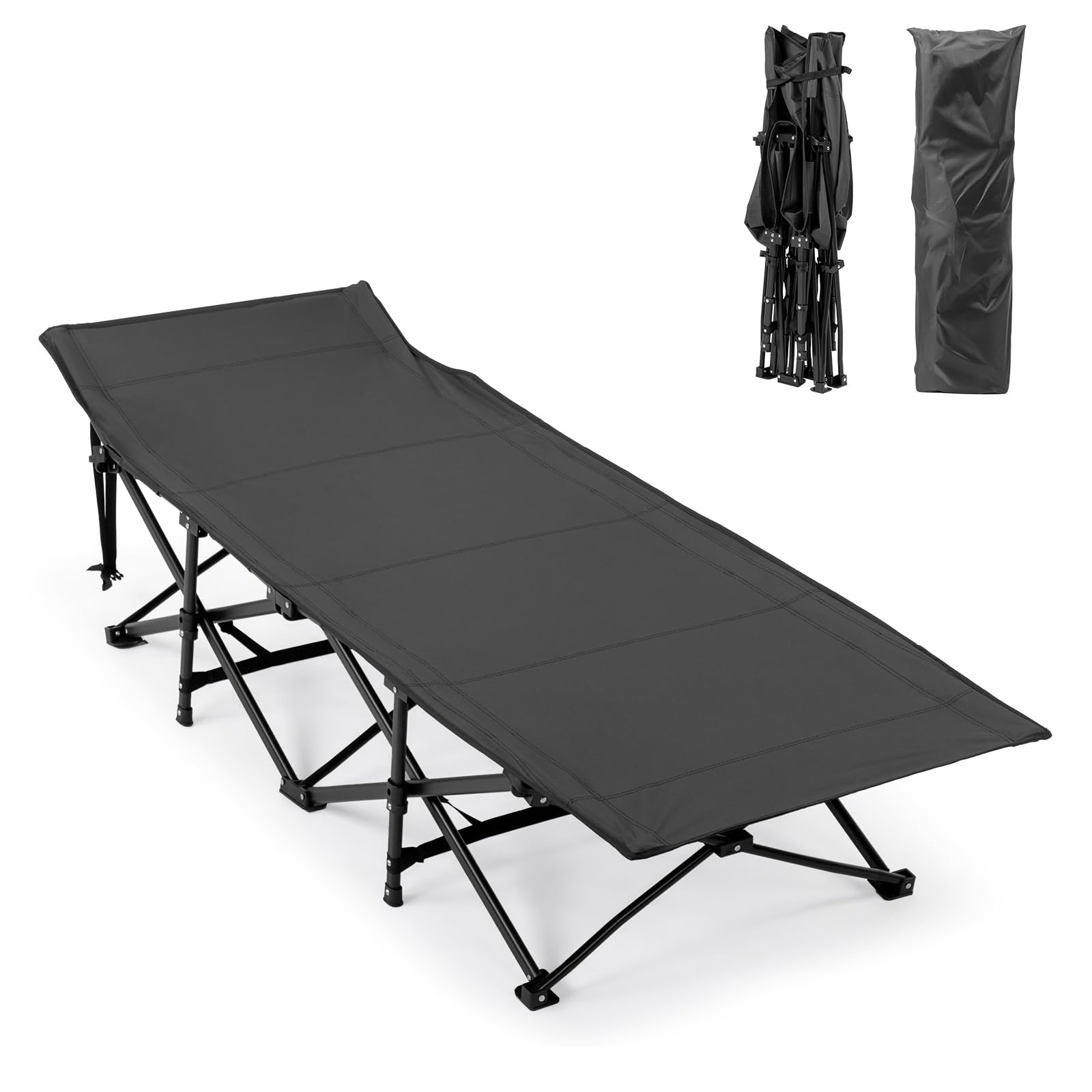 Image of Bonnlo Folding Bed With Mattress | 600d Oxford Camping Cot, Sturdy Folding Lounger For Garden, Camping & Beach, 190×71×36cm, Supports Up To 150kg