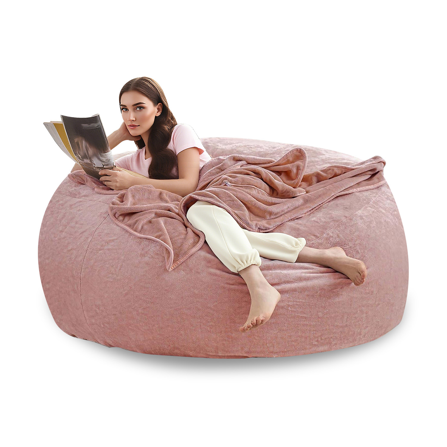 Large 4ft/5ft/6ft Bean Bag Chair Compatible for Adults - Oversized Sofa Bed Lounger with Memory Foam & Micro Velvet Cover, Soft Foam-Filled Furniture, Multi-Color Options (No Assembly) for Living Room, Bedroom - Ideal for Adults & - Image 5