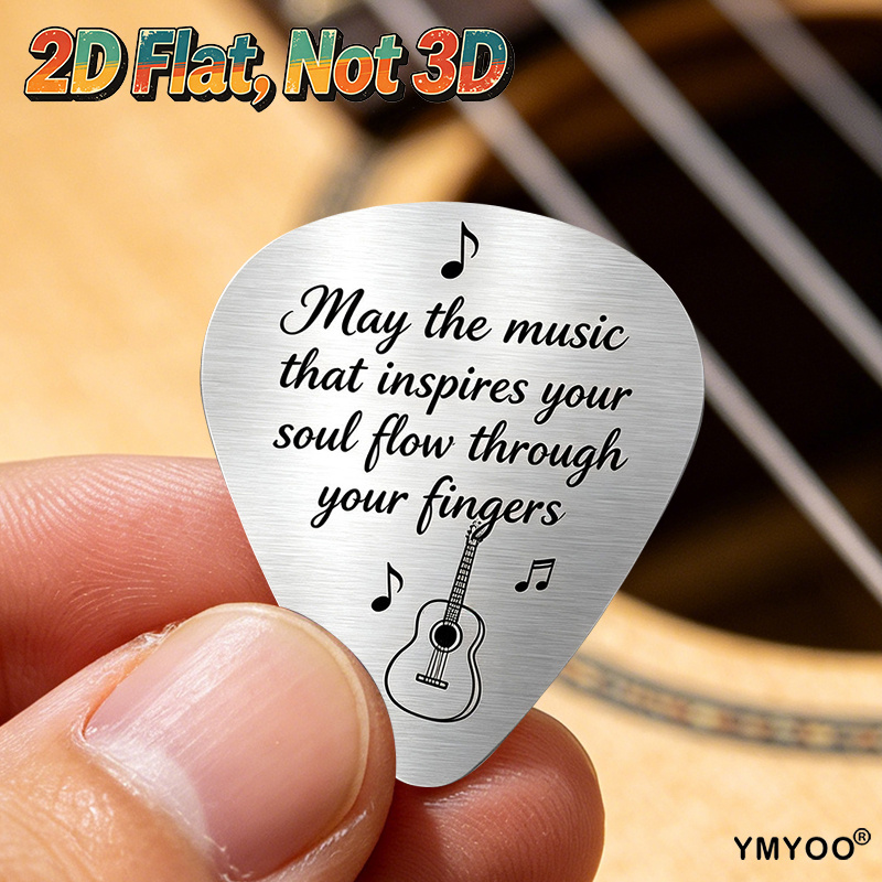 TEMU 6pcs 2d Flat Guitar Picks Guitar Pick Set With Inspirational And Guitar For Guitarists Musical Flow Through Fingers