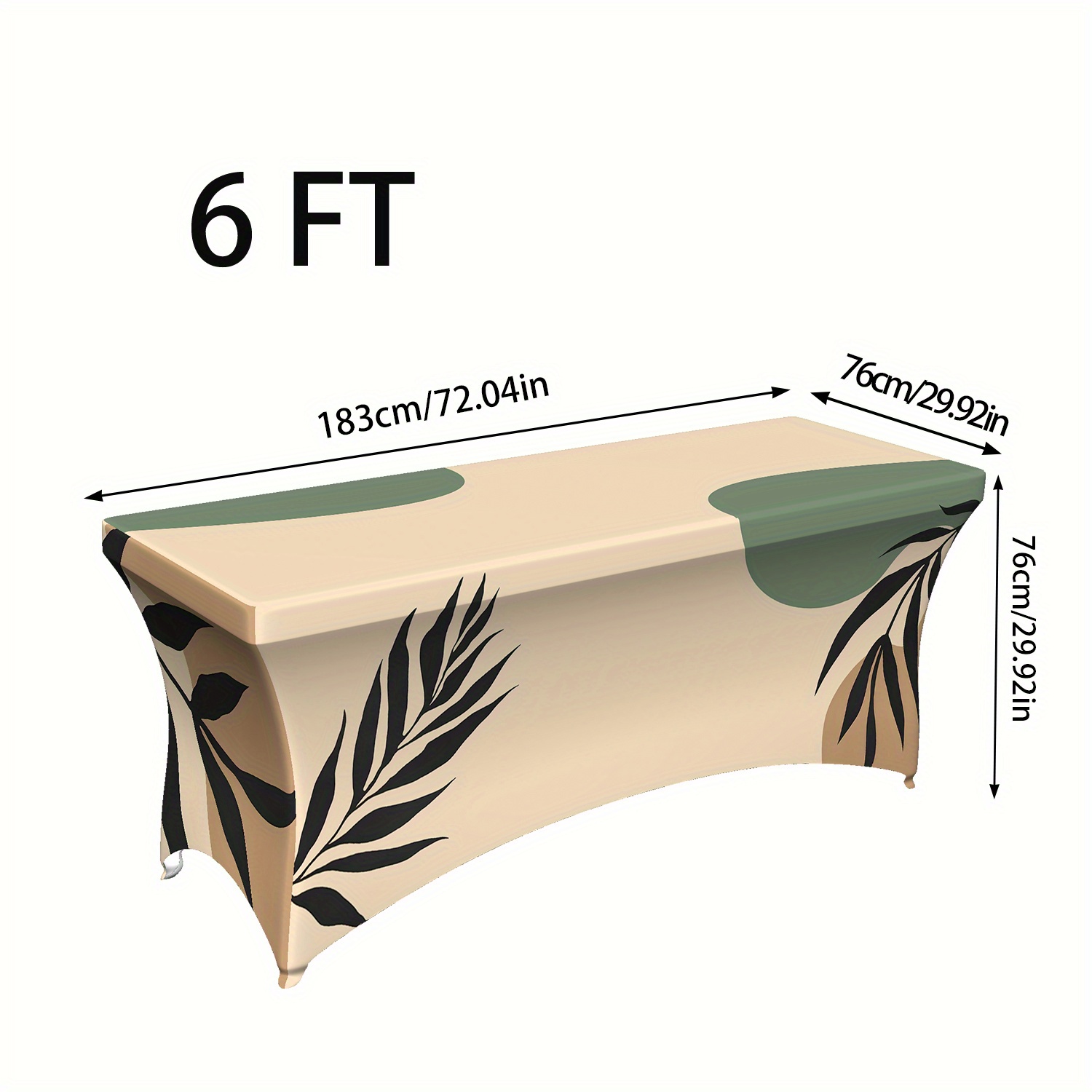 TEMU 1pc Classic Leaf Geometric Background Wrinkle-resistant Elastic Full-cover Tablecloth Protector, 4/6/8ft Stretchable And Affordable, Charm To