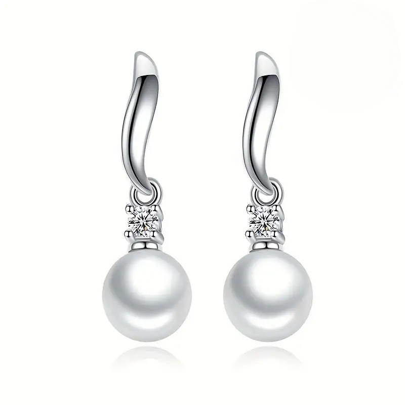TEMU 1pc Of Elegant And Fashionable Pearl Earrings, Luxurious Style, Suitable For Daily Wear, Banquets, Parties, Christmas, Thanksgiving, Valentine's