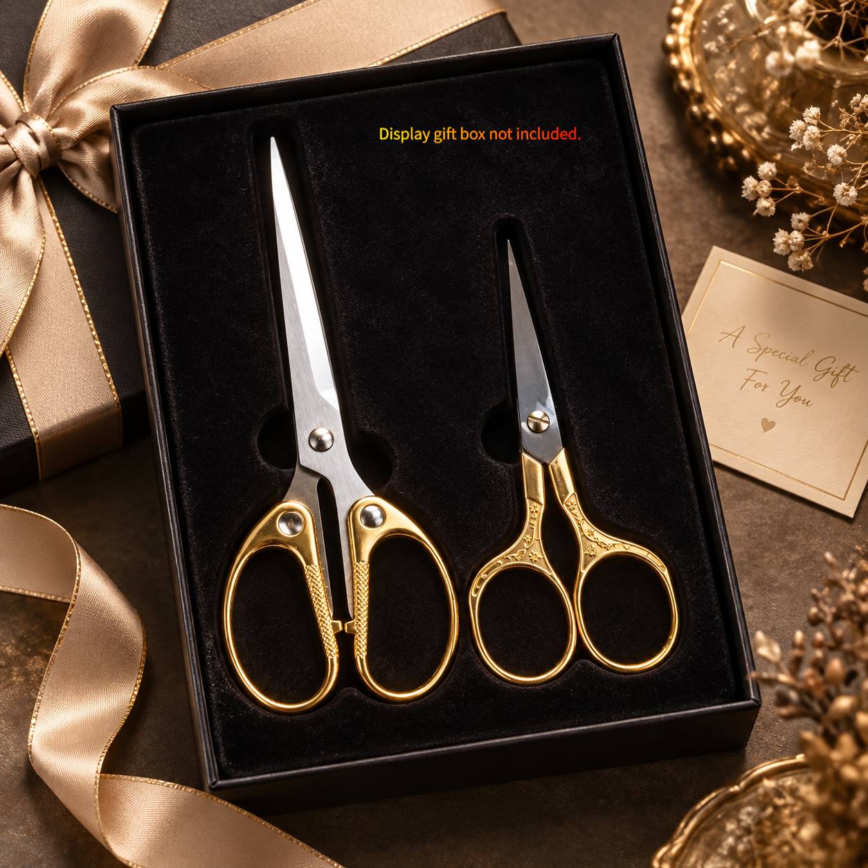 TEMU Handmade Enthusiast Sewing Scissors Set, Light Luxury Golden-colored Scissors In Sizes, For Fabric Cutting, Leather Cutting, Embroidery Thread