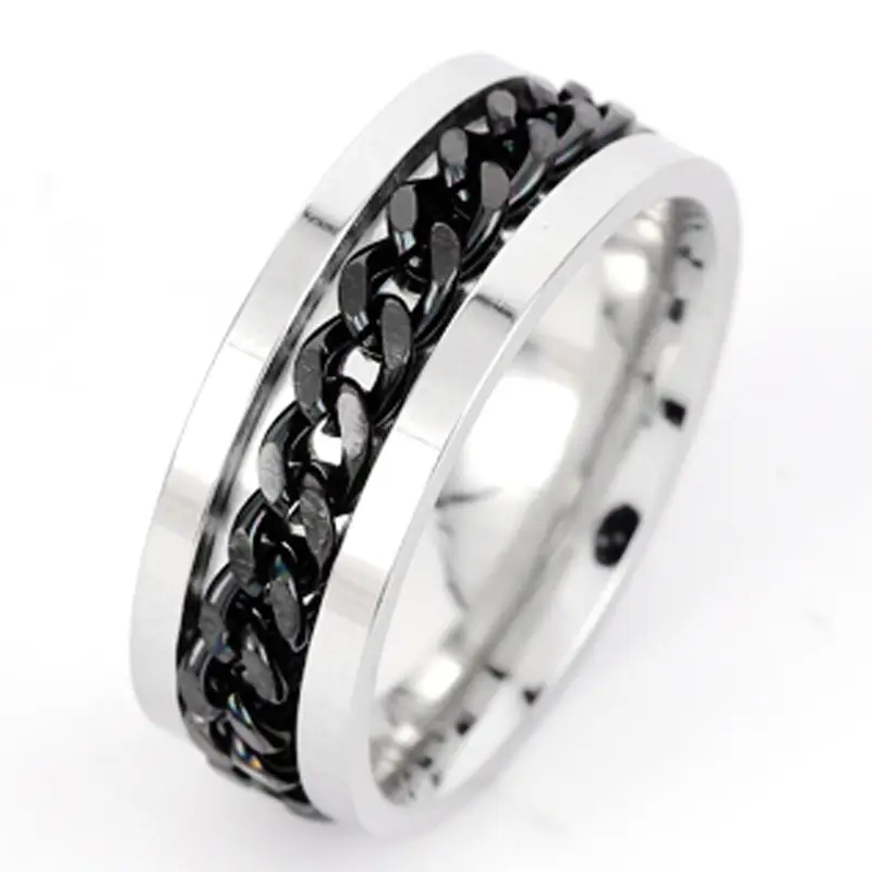 ring for opening bottles and beer rotatable decompression ring for men rotatable chain titanium stainless steel ring stainless steel jewelry for women Product details 2