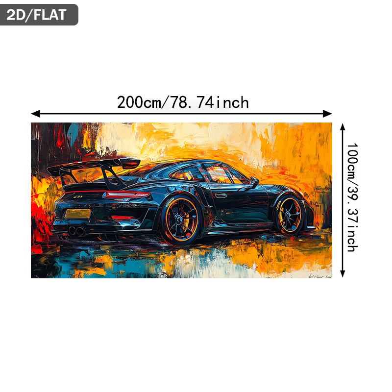TEMU Frameless Painted Artwork Featuring Automotive Design, Measuring 39.37 By 78.74 Inches (100 By 200 Cm), Perfect For Modern Wall Decor In Living