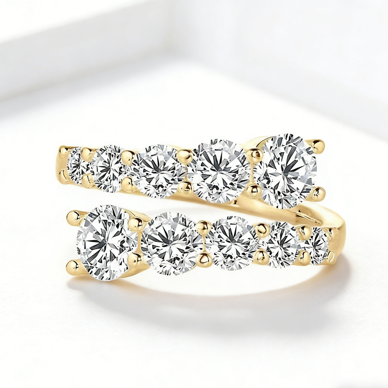 Image of 3.36-carat Moissanite Classic | S925 925 Band, Elegant 14k Gold Plated, Suitable For Everyday Wear And Gifting On Mother's Day, Christmas, Halloween, Valentine's Day, New Year's, With A Box