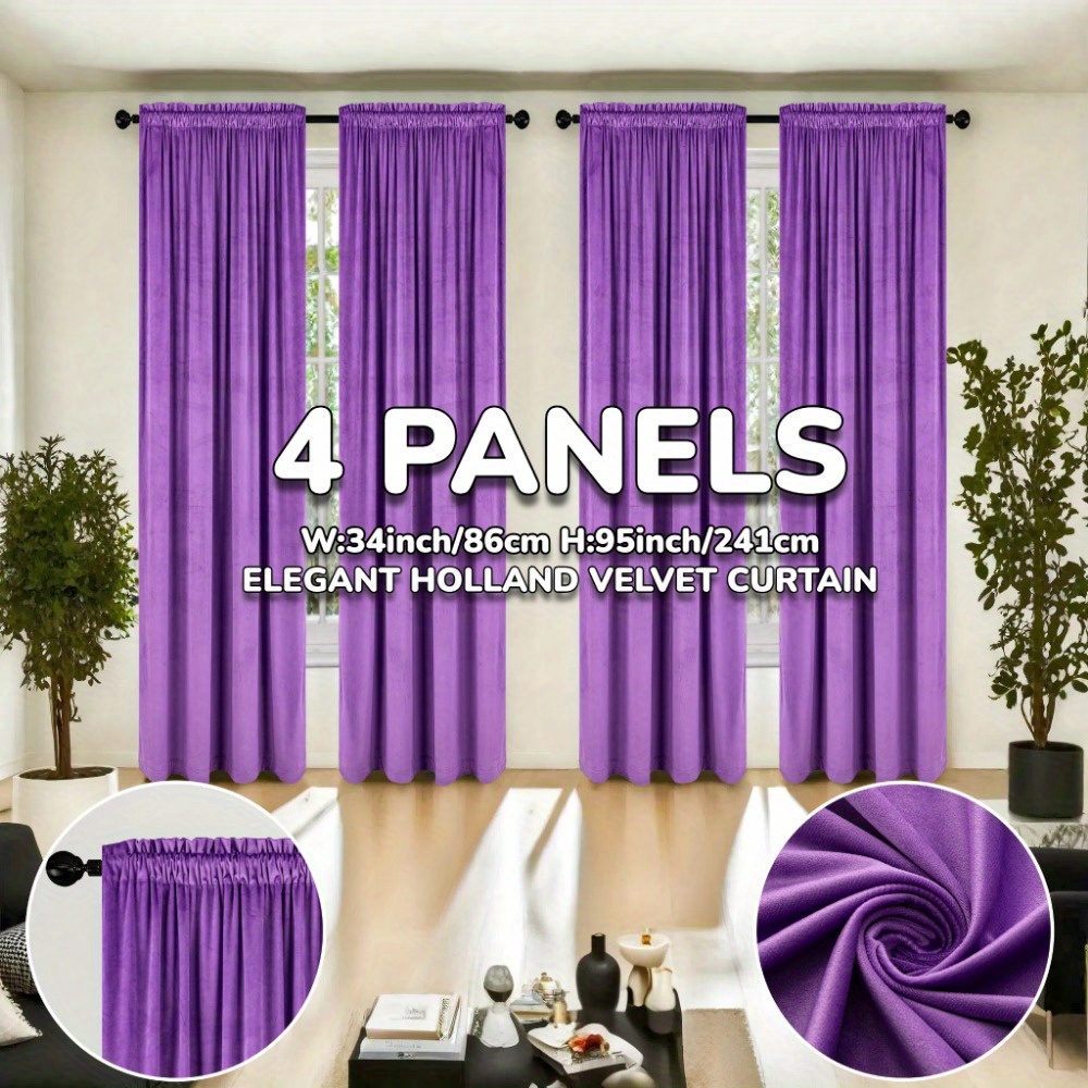 4 panels elegant   velvet curtains blackout thermal insulated window drapes for living room rod pocket   decor curtains for bedroom sliding door