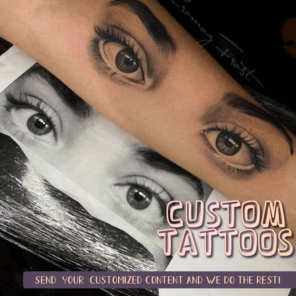 Image of Custom Eye Pattern Photo Tattoo Sticker, Black Sketch Realistic Style, Suitable For Couples, ' , Birthday Parties, Family Gatherings, Themed Events, Daily Wear, , Holiday Decoration Wear