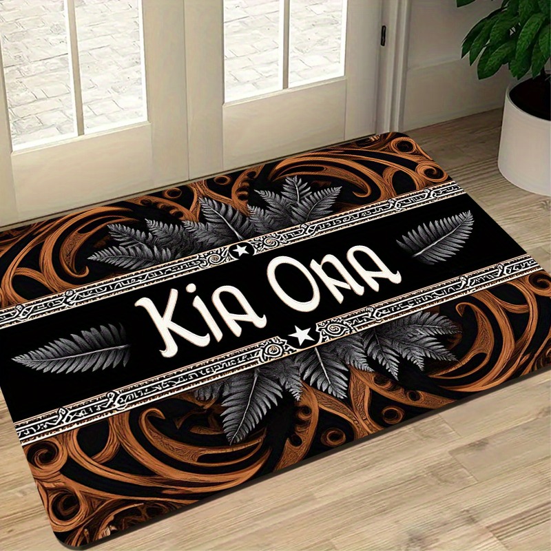 TEMU A Doormat Featuring Polynesian Design, Showcasing Totem Art, Representing , Ideal For The Entrance Of A Summer Villa, Coffee Shop, Or