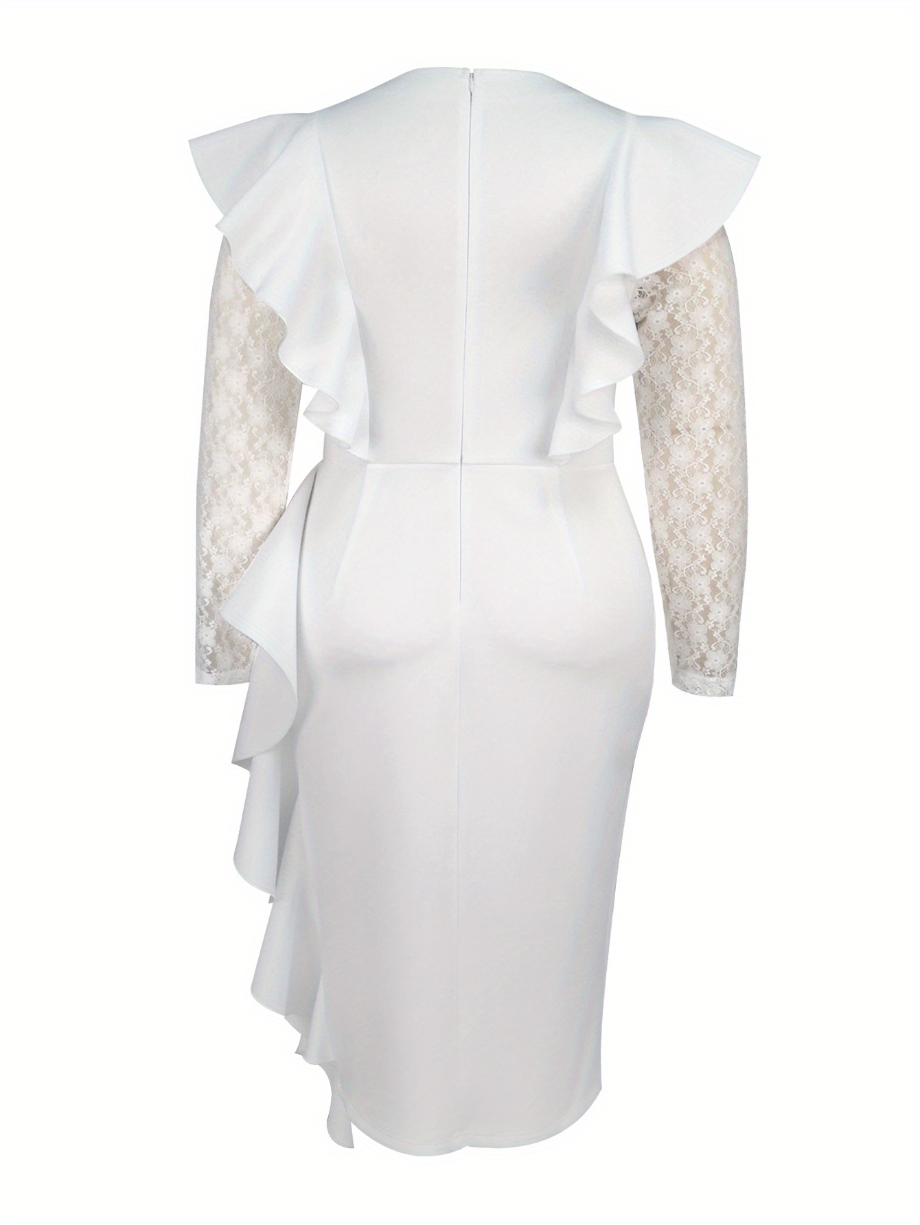 plus size womens bodycon white dress party lace long sleeve