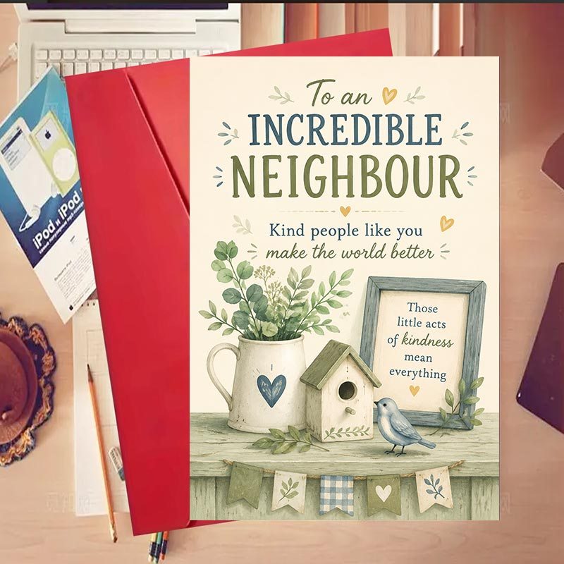 TEMU 1 Set Neighbor Greeting Card Perfect Gift For Kind- Neighbors On Any Occasion
