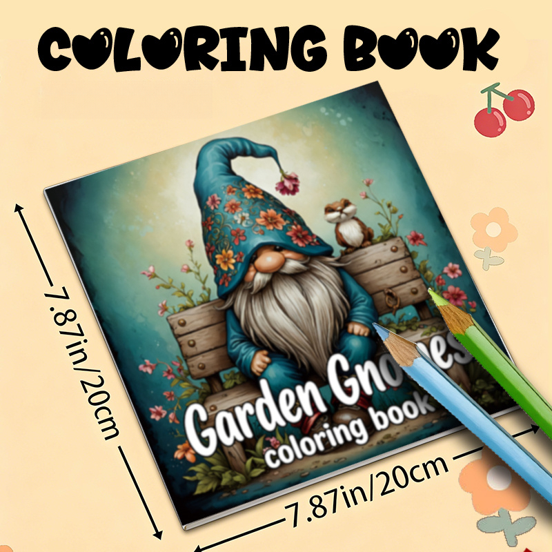 TEMU 1pc Whimsical Dwarf Coloring Book, Dwarf And Floral Patterns, Cozy Daily Relaxation Activity For Adults, Teenagers, University Students, And Art