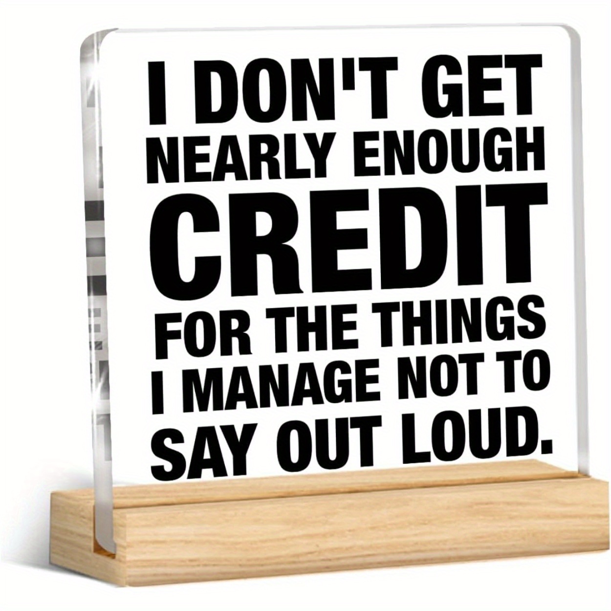 TEMU 2d Flat, Funny Office Desk Decor Suitable For & Workplace - Self-deprecating Acrylic Sign With "things I Held Back From Saying" Quote, Square