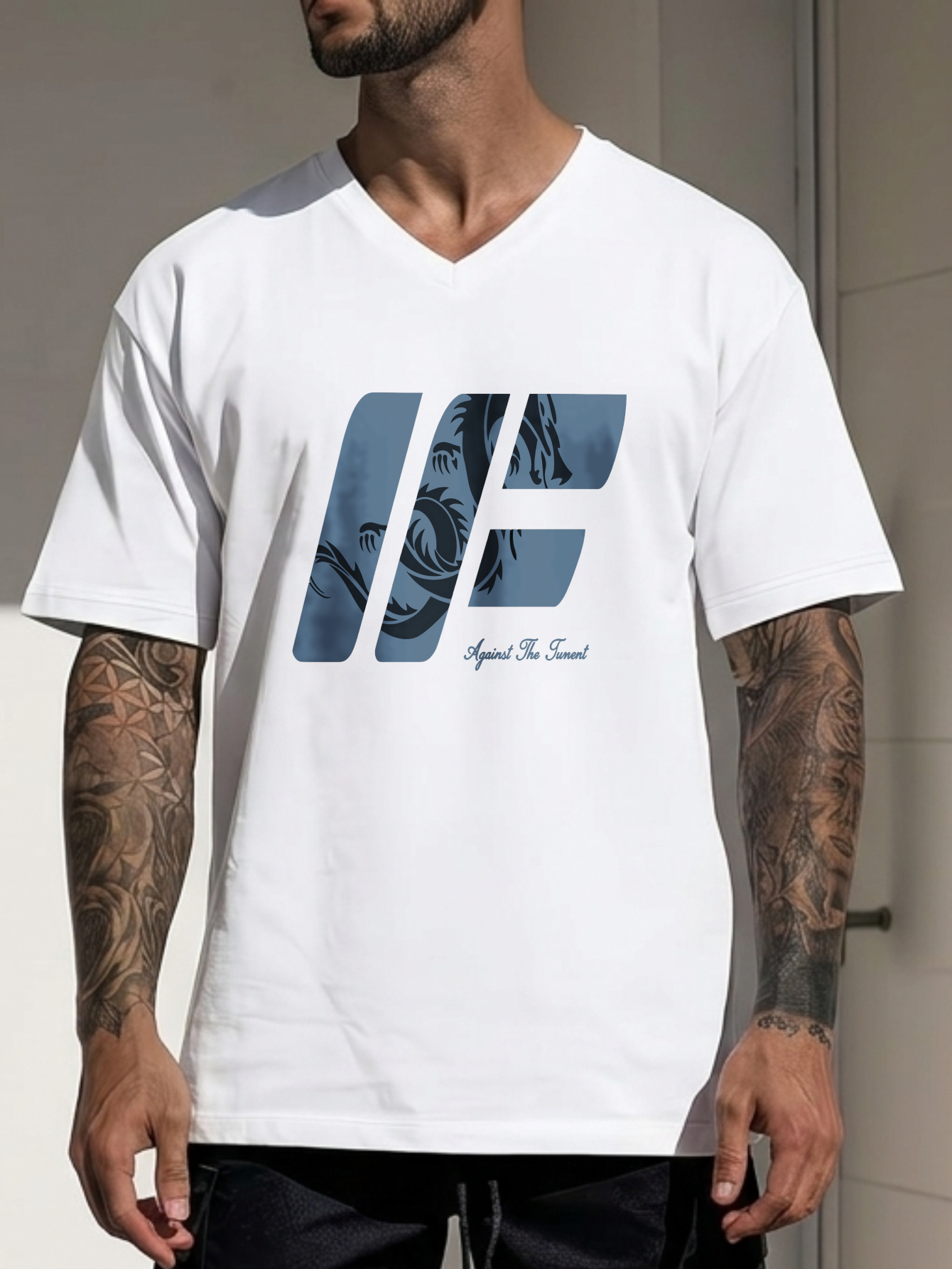 【メンズ】vネック ピュア 半袖 抽象 波 デザイン レジャー tシャツ アウトドア スポーツ ホーム 必需品 洗濯機洗い/手洗い可能