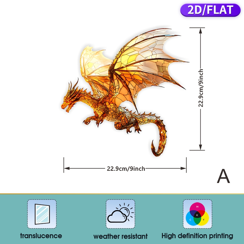 TEMU 2d Flat, 2d/flat, Tile Sticker Glass Sticker, Home Decor Sticker Film, Magical Animal Decorative Sticker, Flying Giant Dragon, Red Dragon And