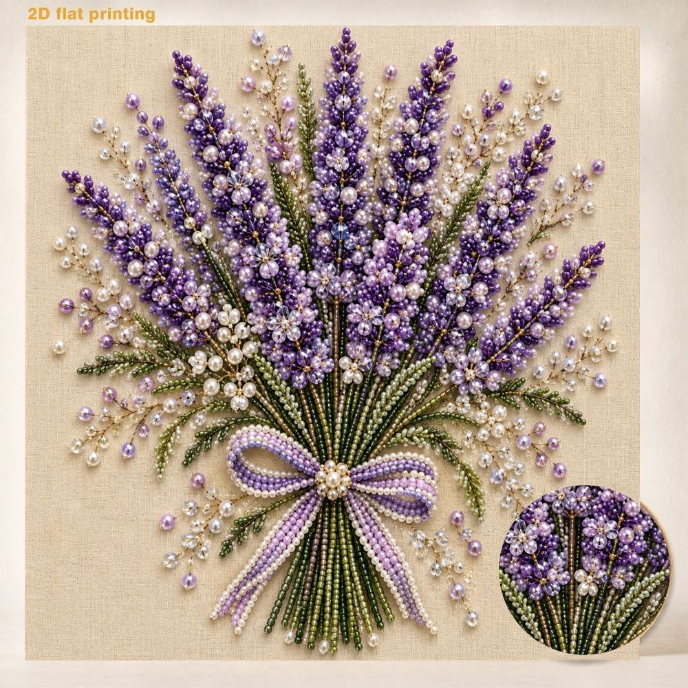 TEMU Kit de peinture d'art perle, ensemble d'art de peinture de perle fait main, bouquet de lavande, peinture de étincelantes, décoration murale