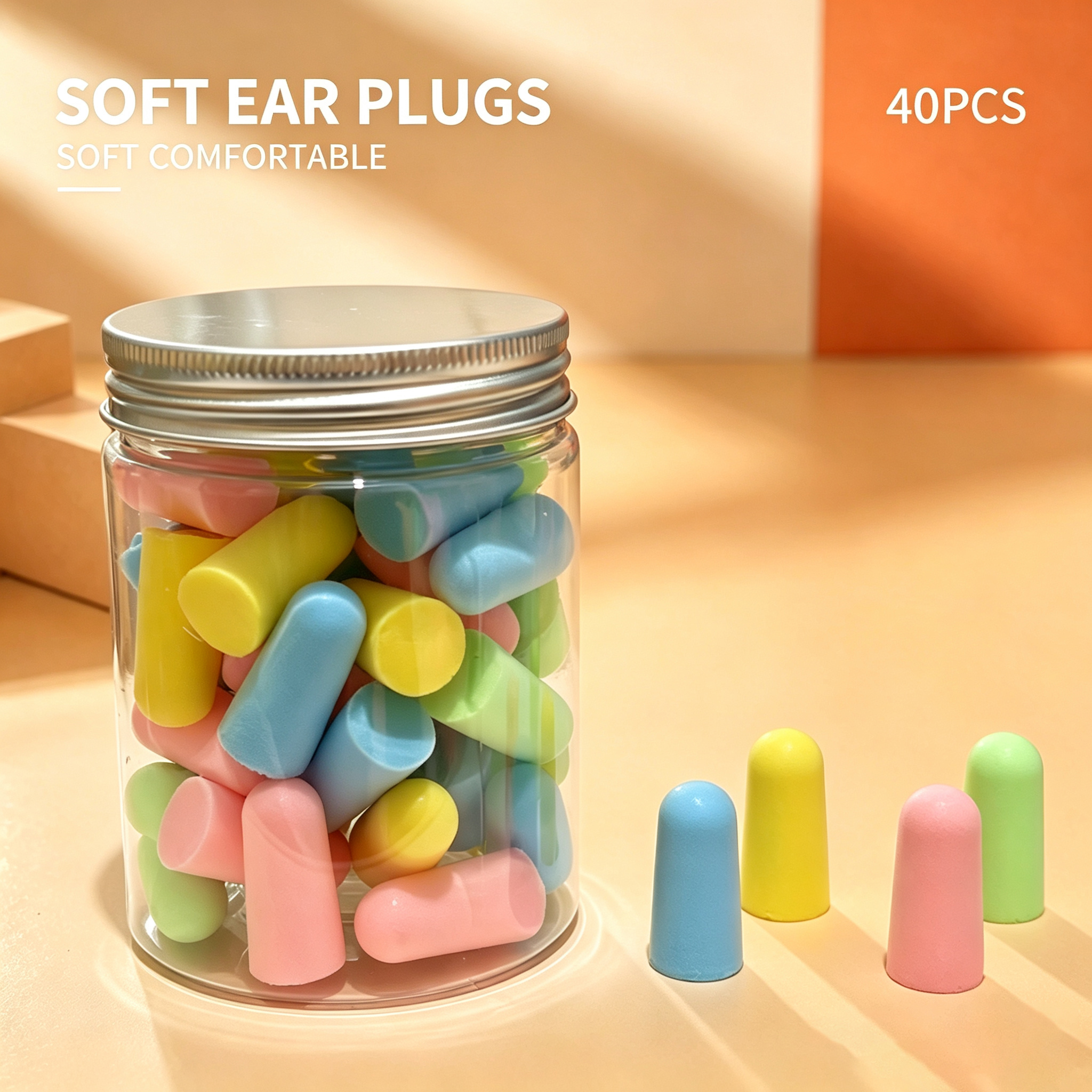 TEMU 40pcs Earplugs, Sleep Earplugs, Travel Earplugs, Skin-friendly And Soft, Slow-rebound, , Comfortable And Affordable, Individually Packed,