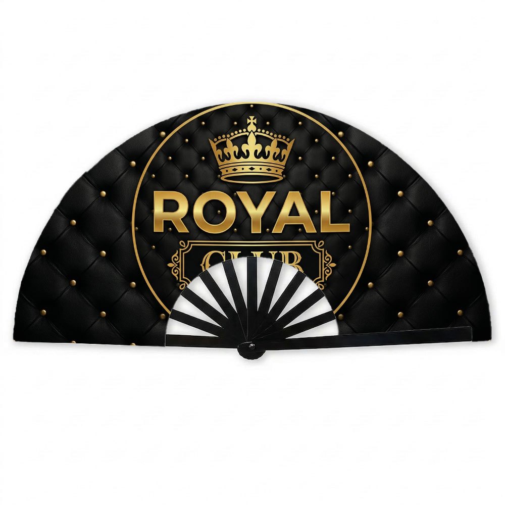 TEMU 1pc Luxury Royal Vintage Handheld Fan - Crown Golden Letter, Portable Cooling Fan Suitable For Daily Use, Outdoor, Office - Elegant Decorative