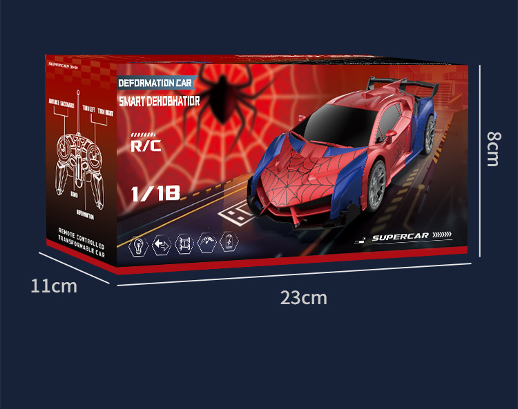Transformer RC Car, One Key Transform 360° Rotation, 2.4Ghz RC Car 1:18 Ratio Transforming Robot, 2pcs Rechargeable Batteries, One Key Transform 360° Car Toys, For 3-12 Years Old Boys, Birthday Gift