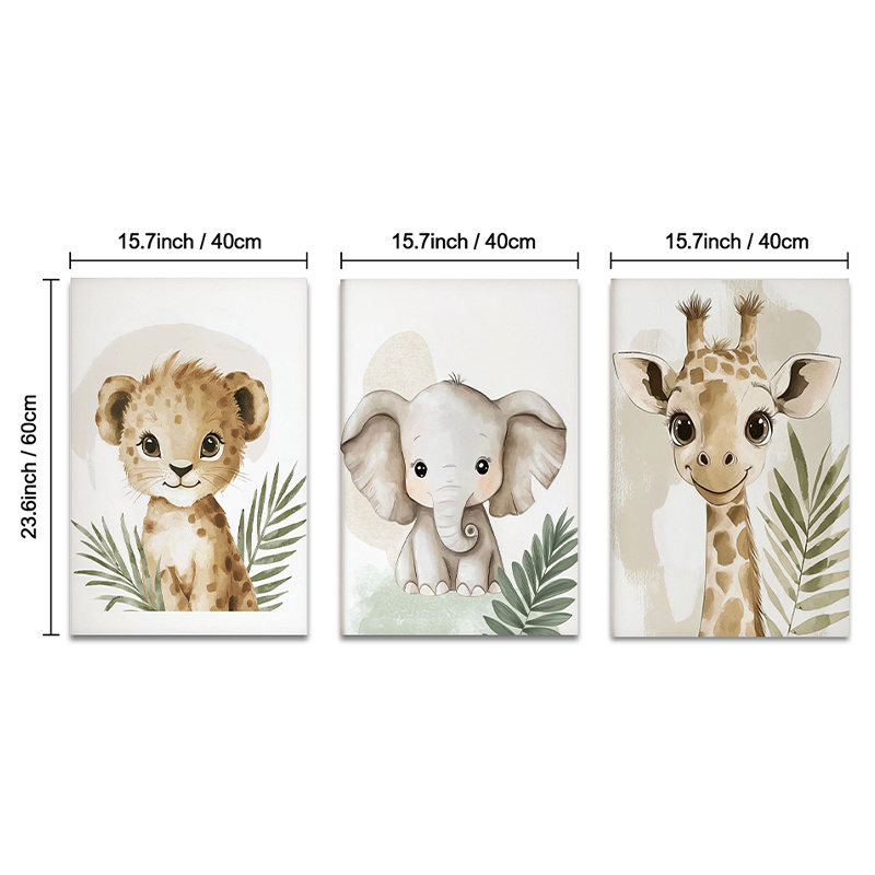 Image of 3 Animal Prints Set, Jungle Animal Prints, Nursery Decor, Baby Nursery, Animal Nursery Wall Art, Jungle Decor Nursery,halloween Christmas Decor