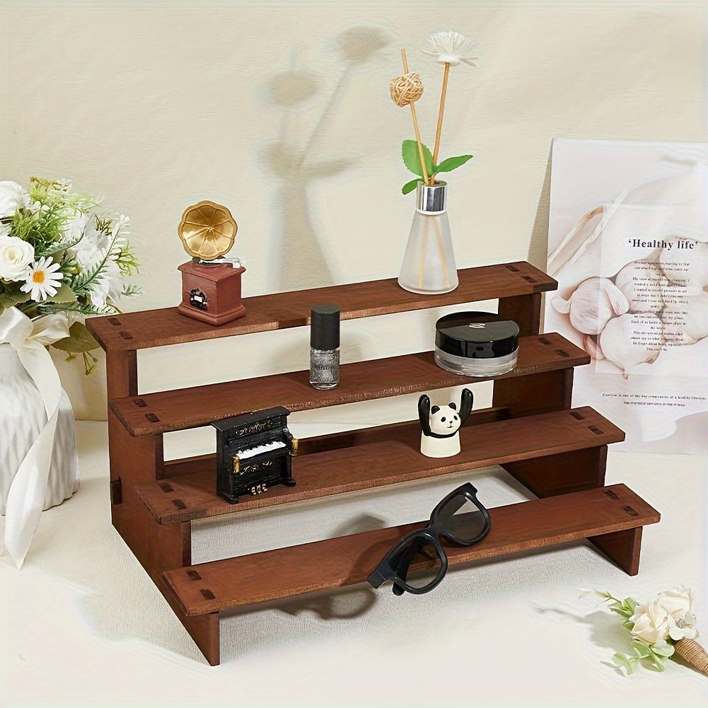 1  3 4 5   multi specification wooden display shelf desktop storage shelf multi layer storage shelf suitable for display of collectibles jewelry perfume very suitable for home decoration shelf decoration items without power