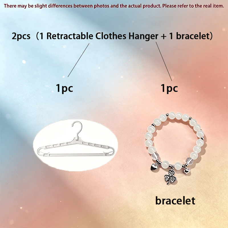 TEMU Lot de 2 (1 cintre rétractable + 1 bracelet) Cintre rétractable rotatif à 360° avec crochet non pivotant, cintre organisateur de placard en