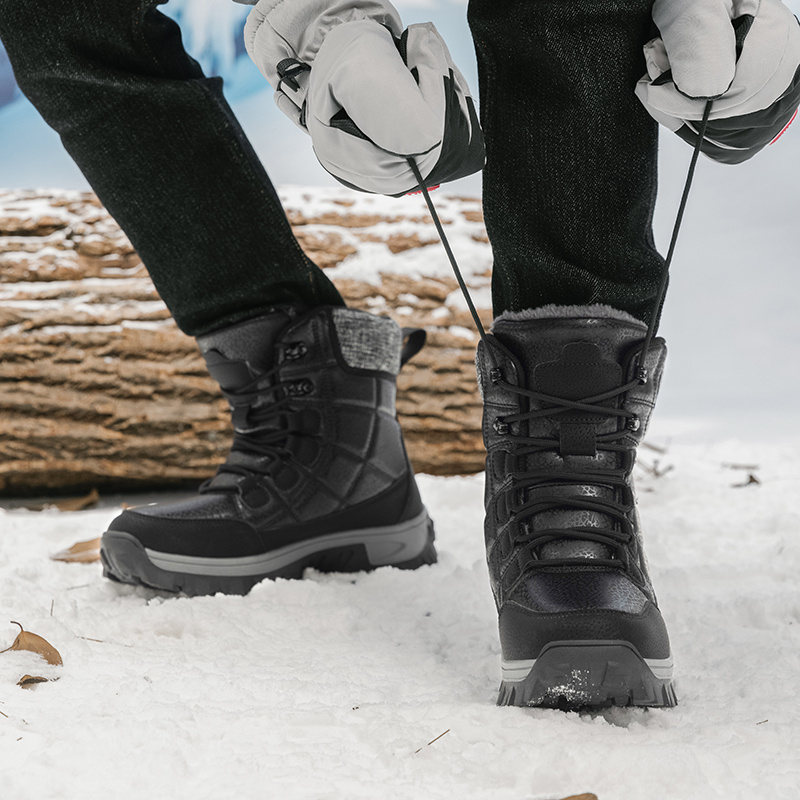 Men's High-Top Winter Snow Sports Boots, Thickened Plush Lining