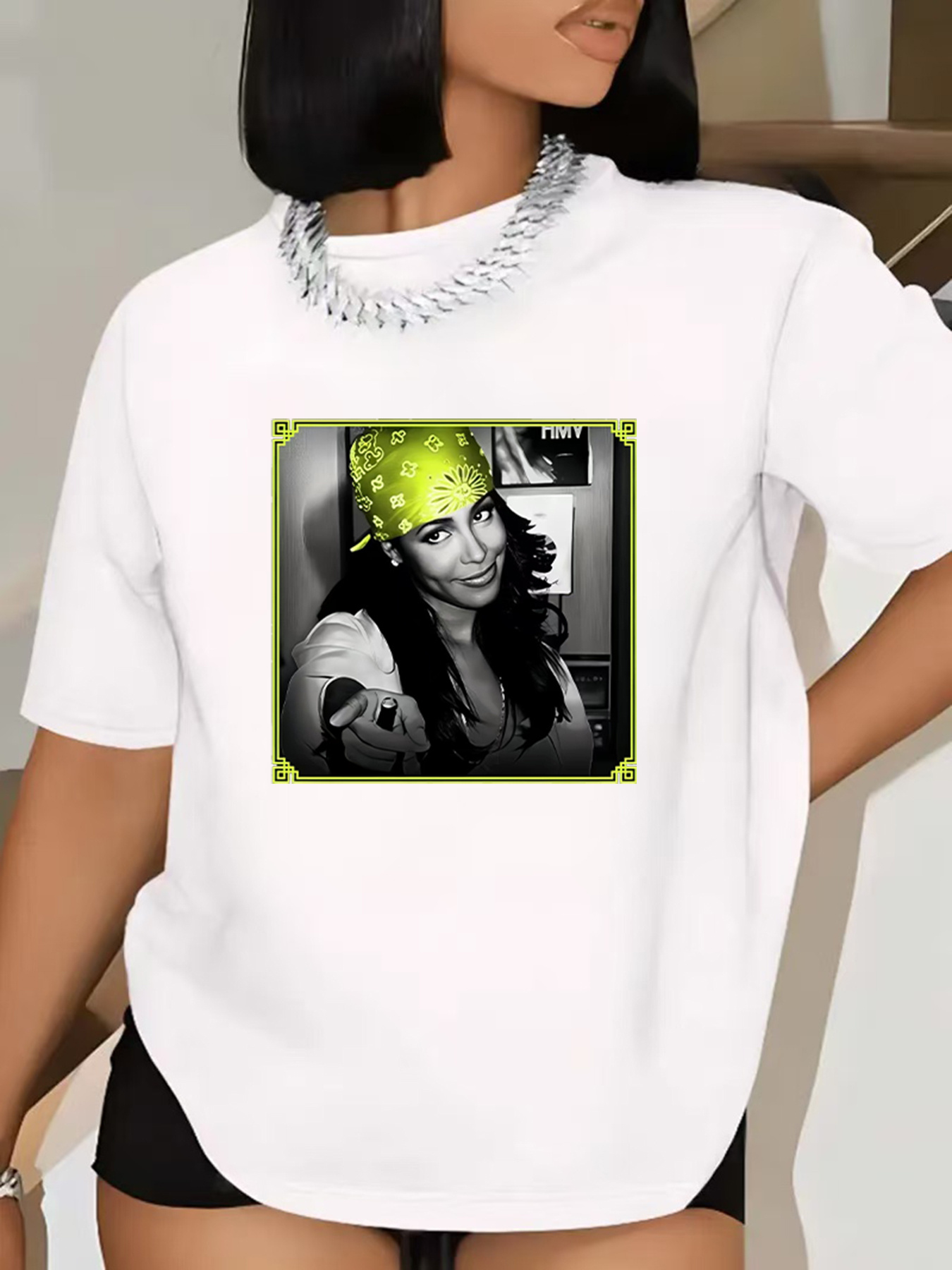 vintage hip-hop style grafikdruck t-shirt - damen casual rundhals kurzarm top, aus weichem, locker sitzendem material,   must-have für frühlings- und sommermode