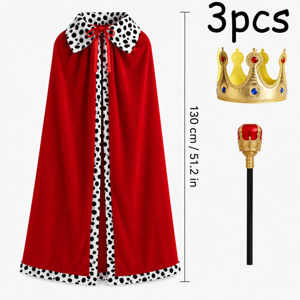 TEMU 3pcs Crown Wand Cloak Set Is Suitable For Halloween Role-playing Costumes, Photo Props