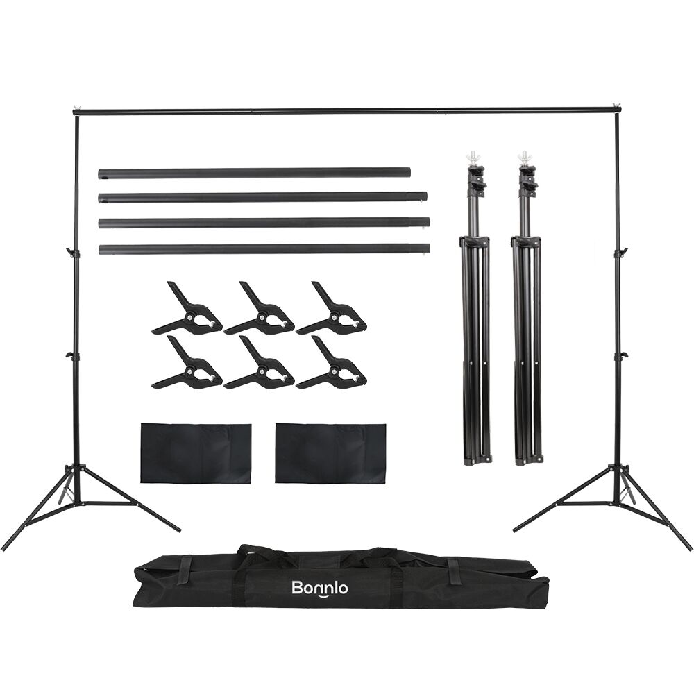 TEMU Bonnlo Adjustable Background Stand For Photography, Photo Background With 6 Fishmouth Clamps, 2 Sandbags And Carrying Bag, Backgrounds For Photo