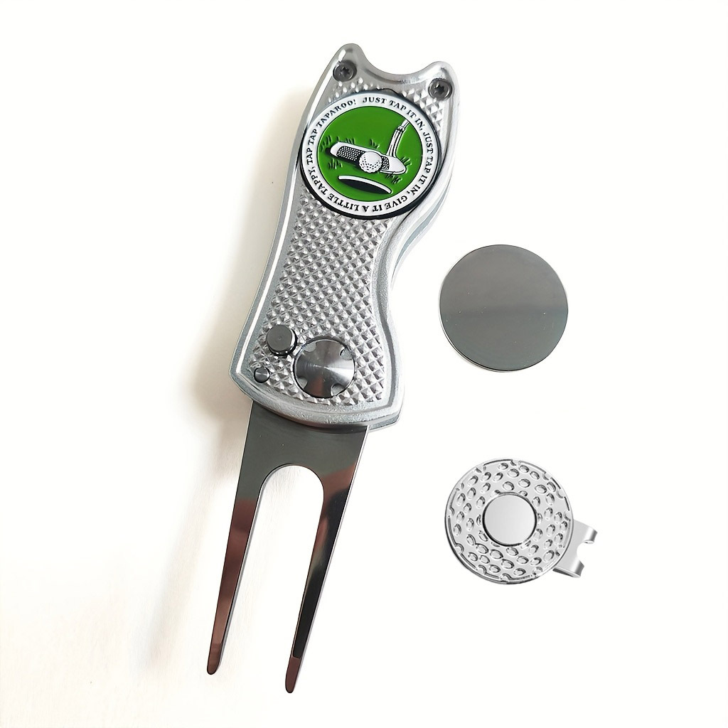 TEMU Multi- Ball Surface Repair Fork, Golf Ball Surface Repair Tool, Aluminum Alloy Handle With Stainless Steel Fork, 1 Surface Repair Fork With 2