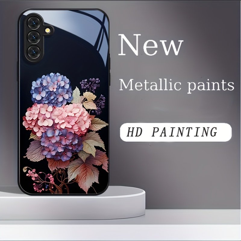 TEMU Phone Case - 2dflat Minimalist Aesthetic Bouquet Pattern New Tempered Glass Phone Case Suitable For Galaxy