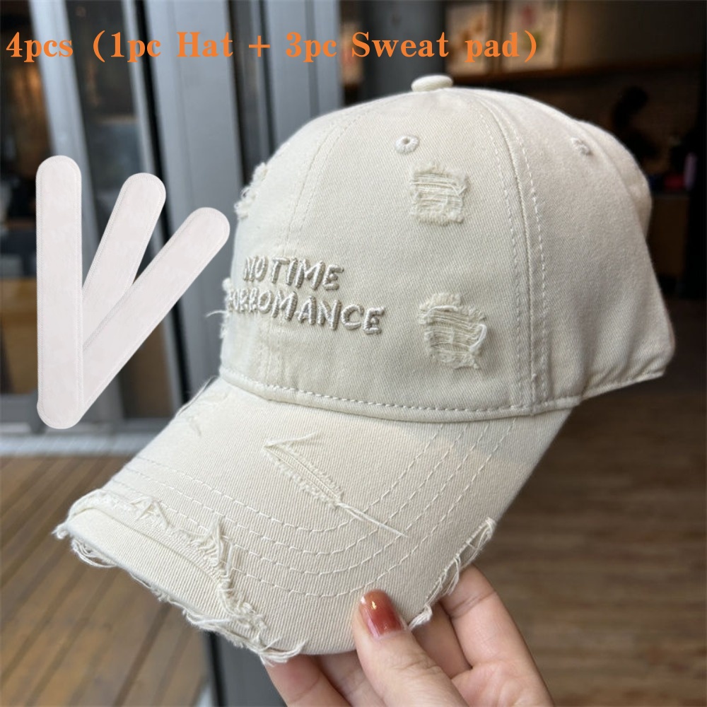 TEMU 4pcs 1pc Hat   3pcs Unisex Letter Embroidery Washed Baseball Cap Big Wide Brim Dad Hat