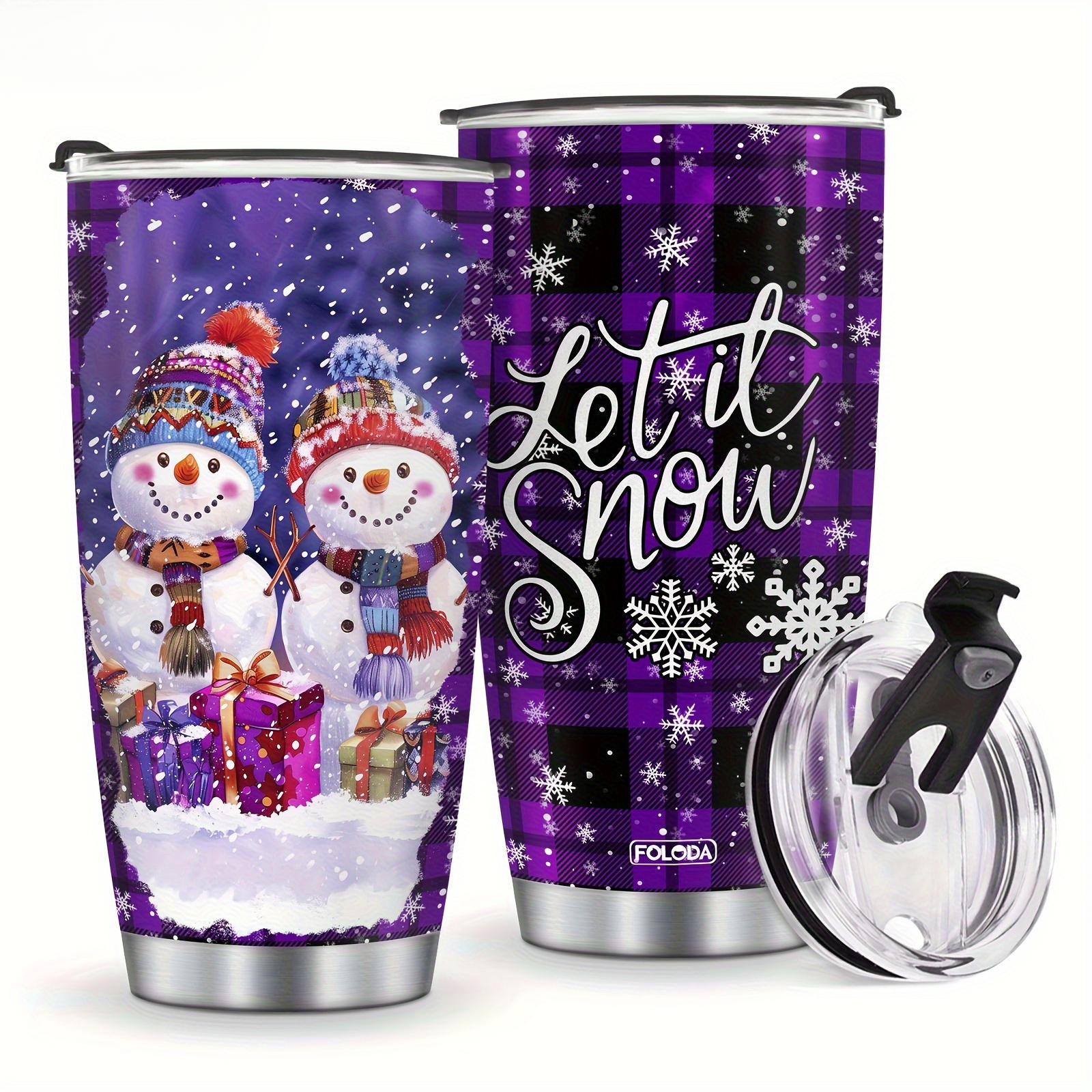 TEMU 1pc, Stainless Steel Insulated Tumbler With Lid, Snowman Bottle, Reusable Travel Mug For Hot Or Cold Drinks, Perfect For Gym, Outdoors, Coffee,