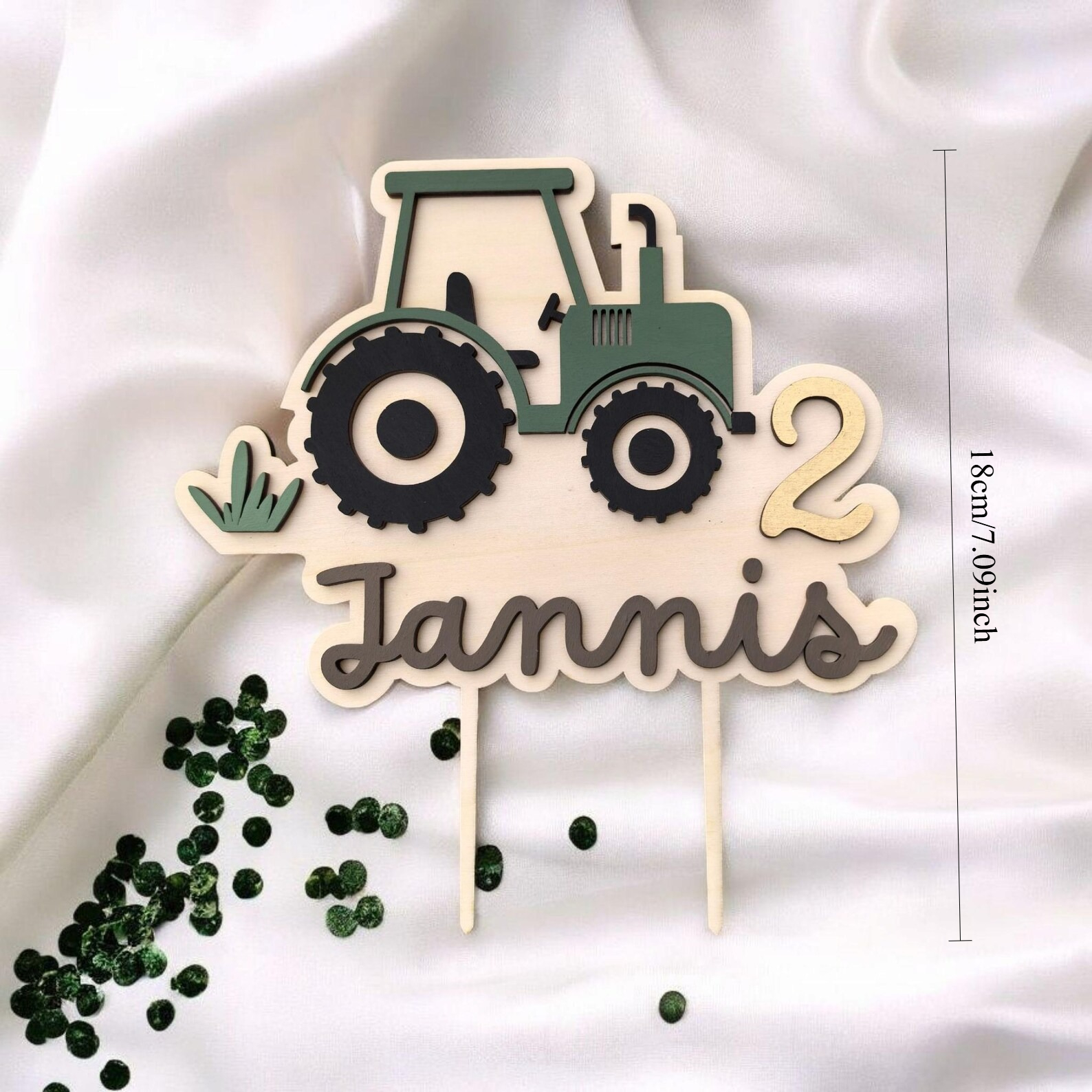 TEMU Personalized Tractor Name Sign - Topper /text, Suitable For Birthdays, Farm & Decor, Tabletop Decoration, Irregular Shape, Style, Wood Material