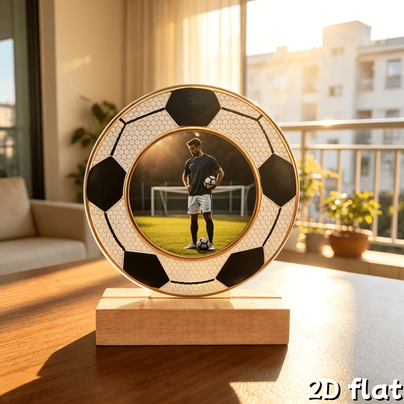 TEMU 2d Flat 1pc Fan Custom Photo Display Soccer Border Acrylic Decoration Personalized Custom Desktop Commemorative Stand Father's Day Gift For Dad