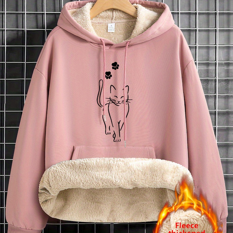 

Fleece-lined For - Cat , & , Drawstring Pullover - For Fall/