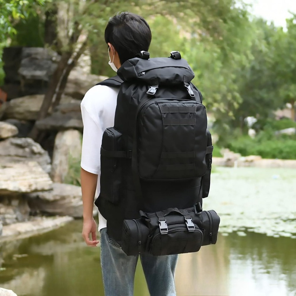 Image of 100l Large Capacity Backpack With Matching Extra Shoulder Bag, Durable Outdoor Travel Backpack, Perfect For Camping, Hunting, Hiking And Mountaineering