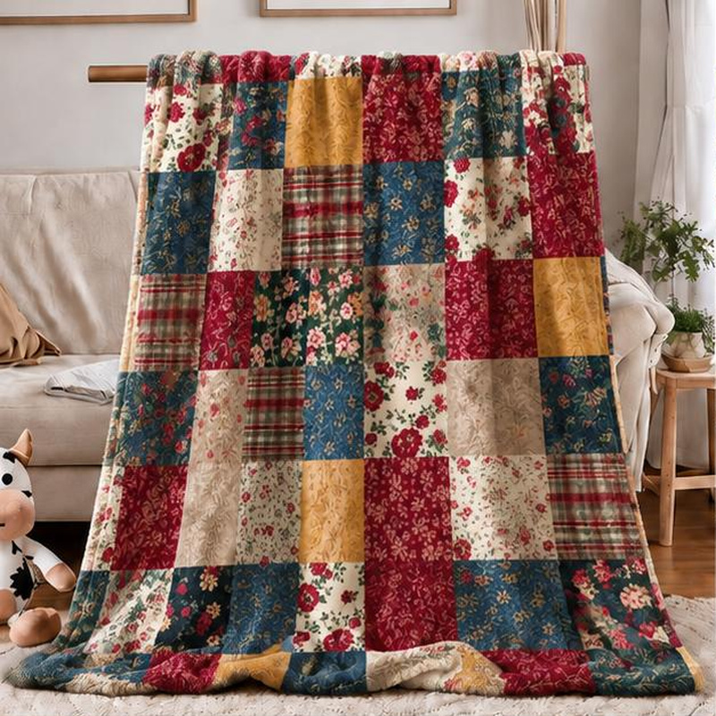 TEMU de franela de 1 pieza, 39.4×29.5in/100x75cm, floral de vintage para , acogedora, de forro polar , acogedora y para sofá y cama, regalo de