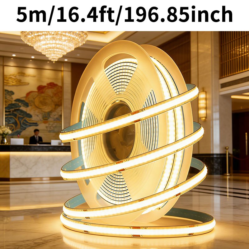 Smart Cob Led Strip Usb Plug-in, No-drill Linear Light For Kitchen Cabinet, Closet, Desk & Mirror, 3-color Switching High Density Tape, Easy Manual Switch Operation, Seamless Diy Home Decor Lighting