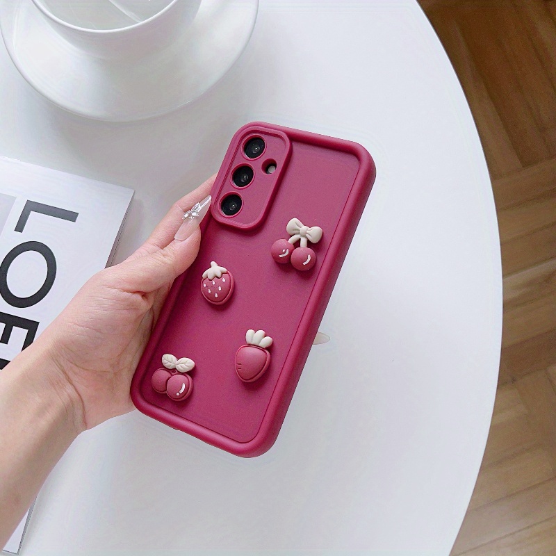 TEMU Phone Case: Wine Red Tall Bamboo For S25/ 25u/ A72/ A73 Diy Phone Case