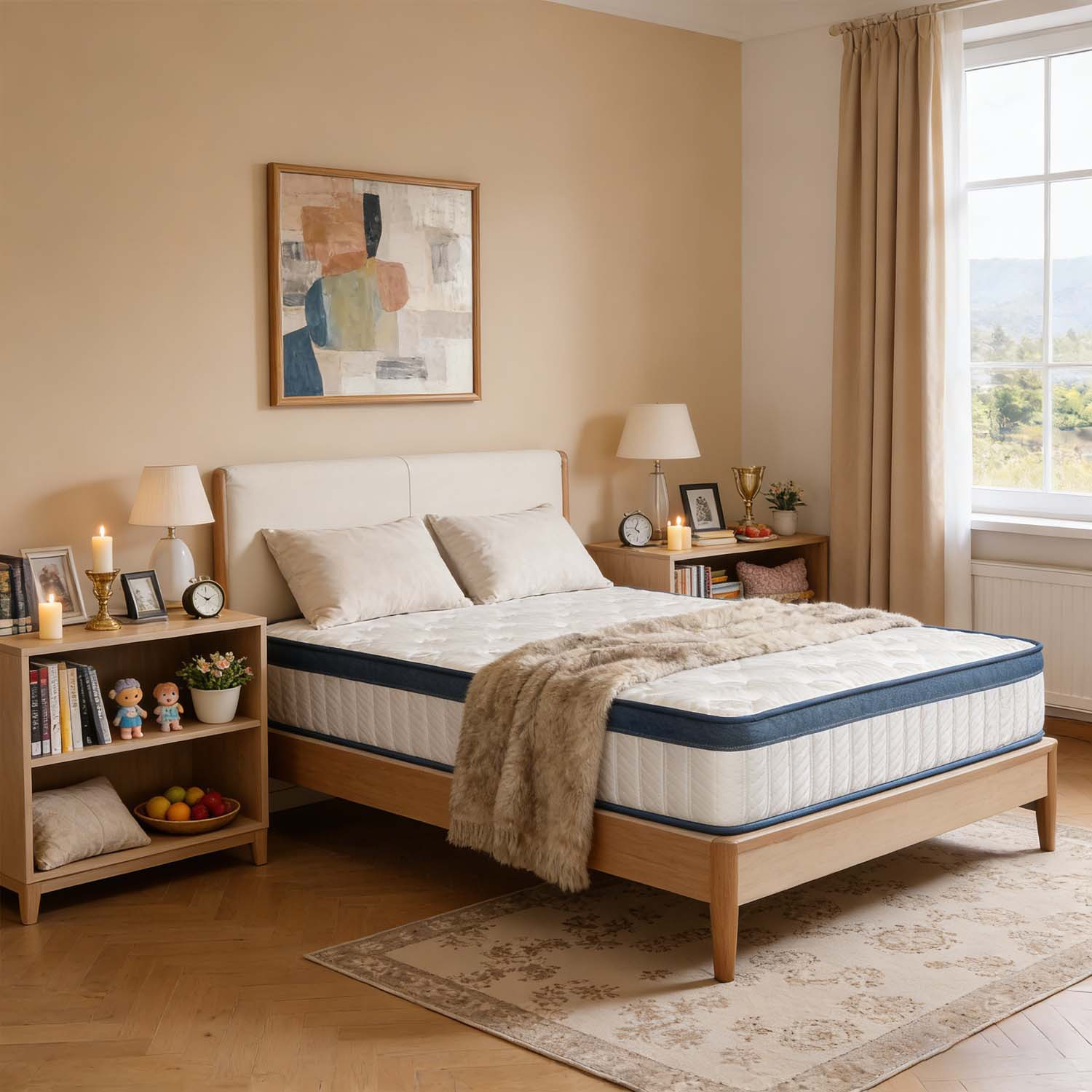 Image of Mattress Height 22 Cm, Mattress Medium Hardness H3, 7-zone Mattress, Spring Mattress With Memory Foam (180 X 200 X 22 Cm)