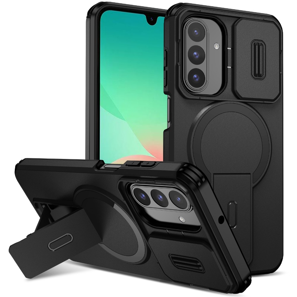 Phone Case - Compatible Phone Case for Samsung for Galaxy A16/A17/A26/A36/A56 Featuring a Sliding Camera Cover, Magnetic Kickstand, Wireless Charging Capability, And Drop Protection